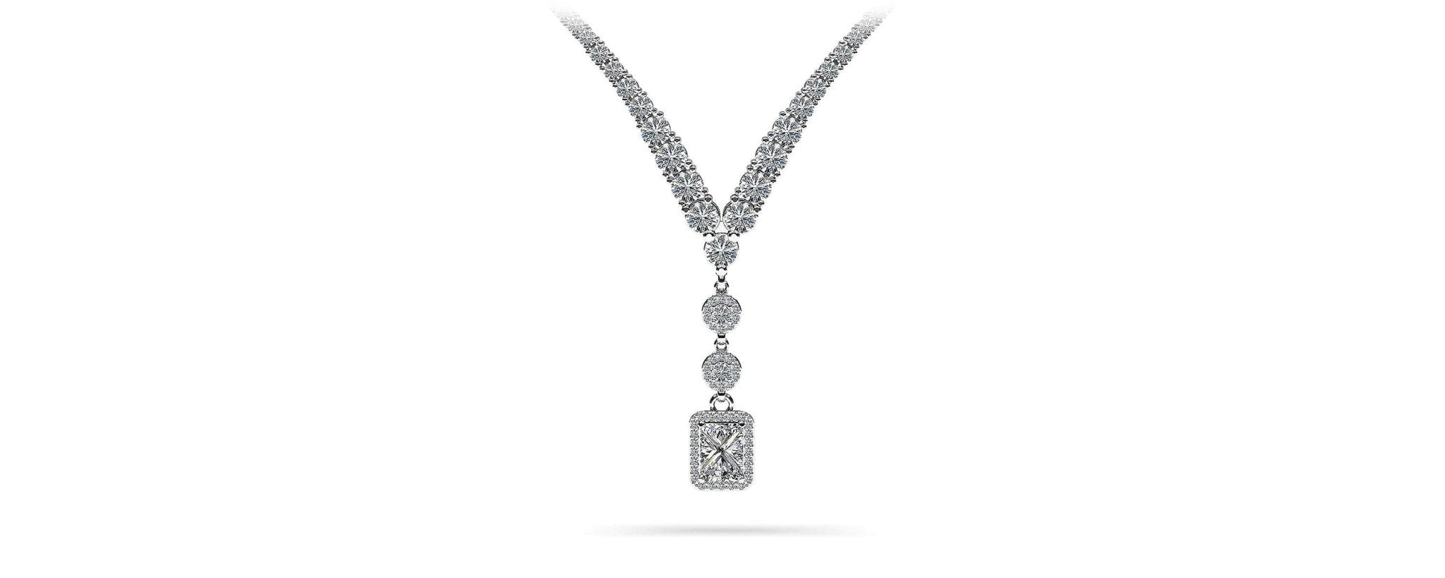 Extravagant Diamond Pendant 2 Row 4 Prong Diamond Necklace with 15.52 ct.(finished) - Luxury Time NYC